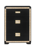Black and Gold Faux Crystal Bling Wood Six Drawer Dresser - 48-inch