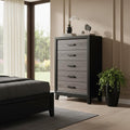 Black and Gray Wood Five Drawer Dresser - 32-inch