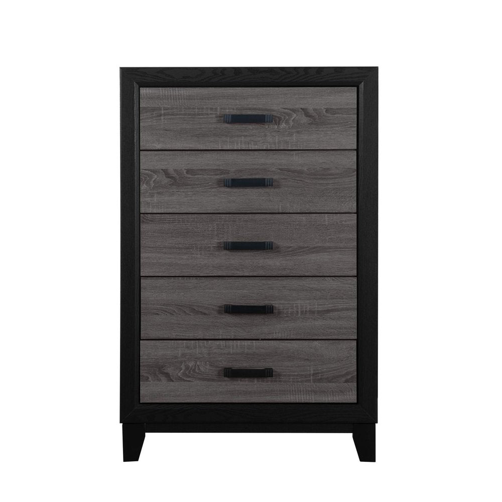 Black and Gray Wood Five Drawer Dresser - 32-inch
