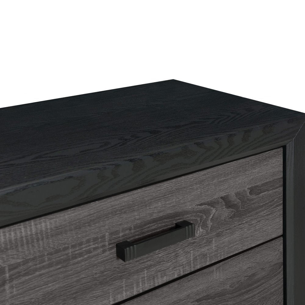 Black and Gray Wood Five Drawer Dresser - 32-inch