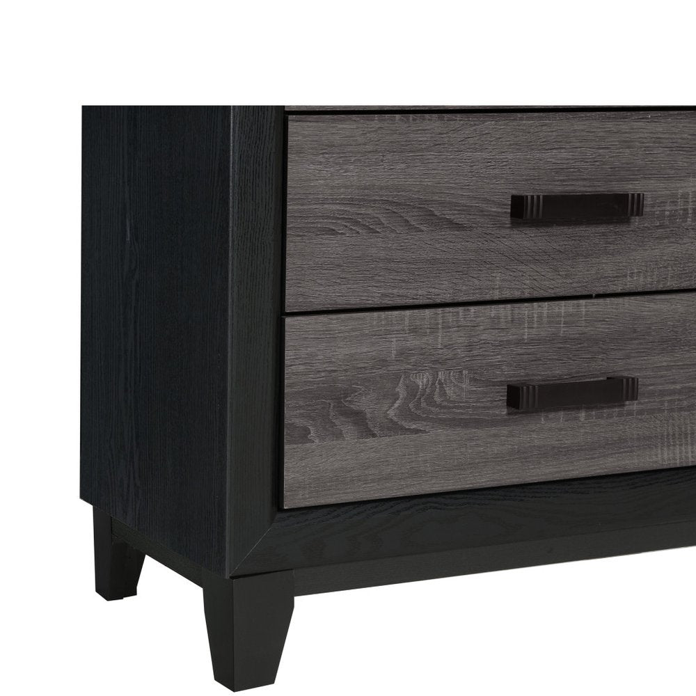 Black and Gray Wood Five Drawer Dresser - 32-inch