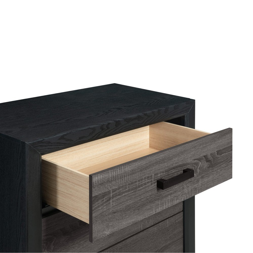 Black and Gray Wood Five Drawer Dresser - 32-inch