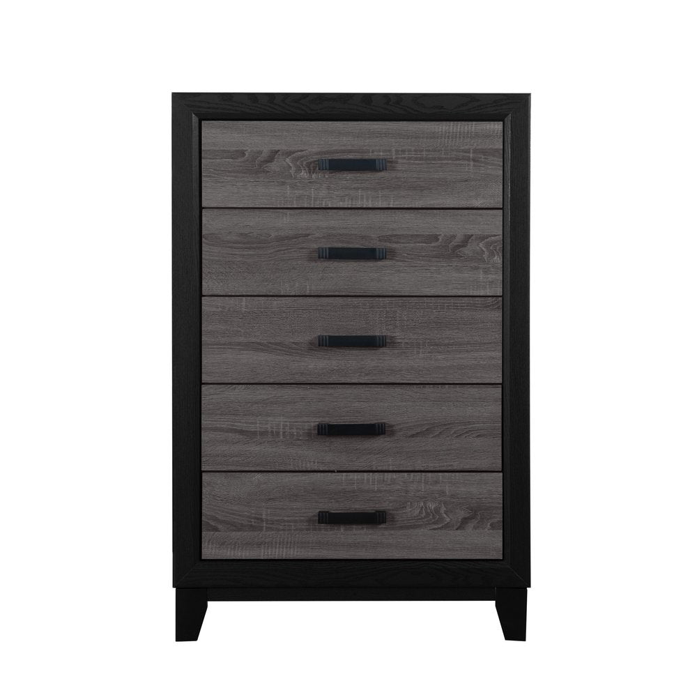 Black and Gray Wood Five Drawer Dresser - 32-inch