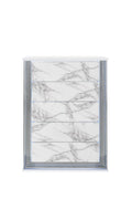 Silver and White Wood Faux Marble Lighted Five Drawer Dresser - 49-inch