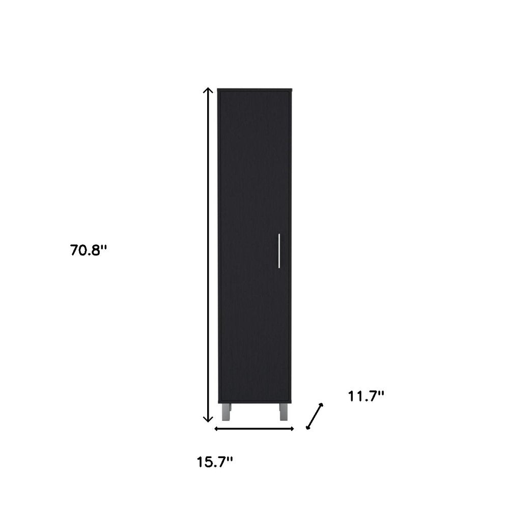 Black Wood Pantry or Storage Cabinet - 71-inch