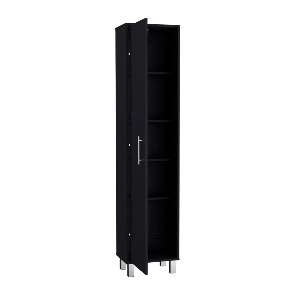 Black Wood Pantry or Storage Cabinet - 71-inch