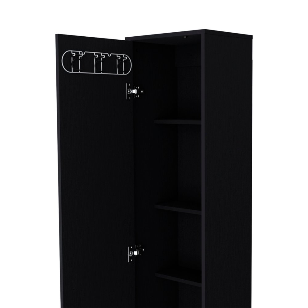 Black Wood Pantry or Storage Cabinet - 71-inch