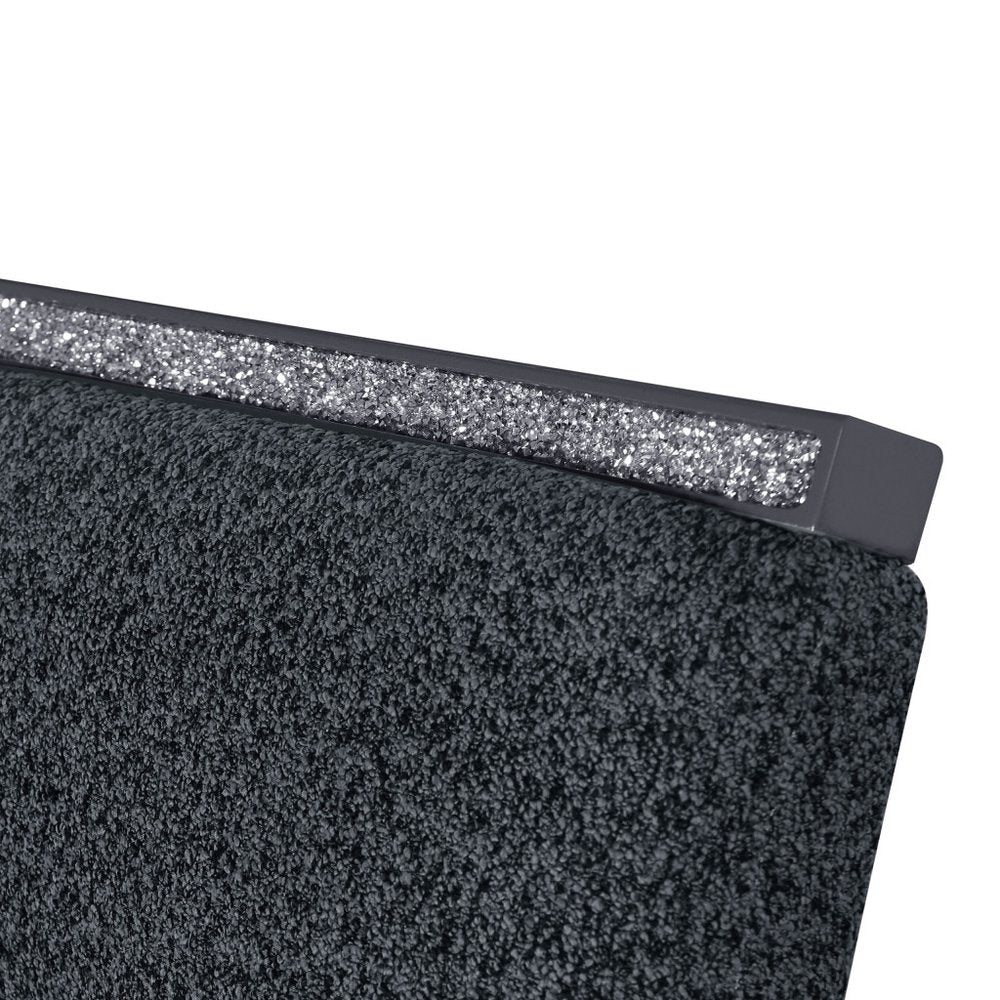 Dark Gray Upholstered Fabric with Faux Crystal Bling Dining Side Chair