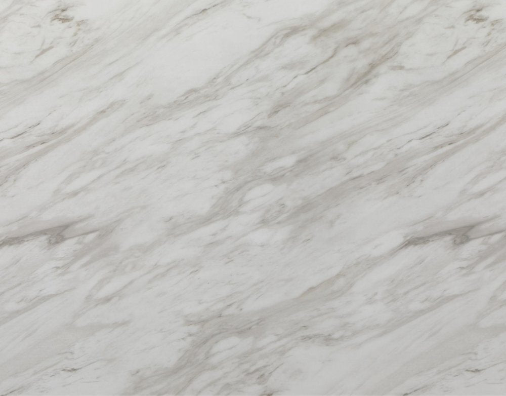 White and Natural Faux Marble and Wood Pedestal Base Dining Table - 70-inch