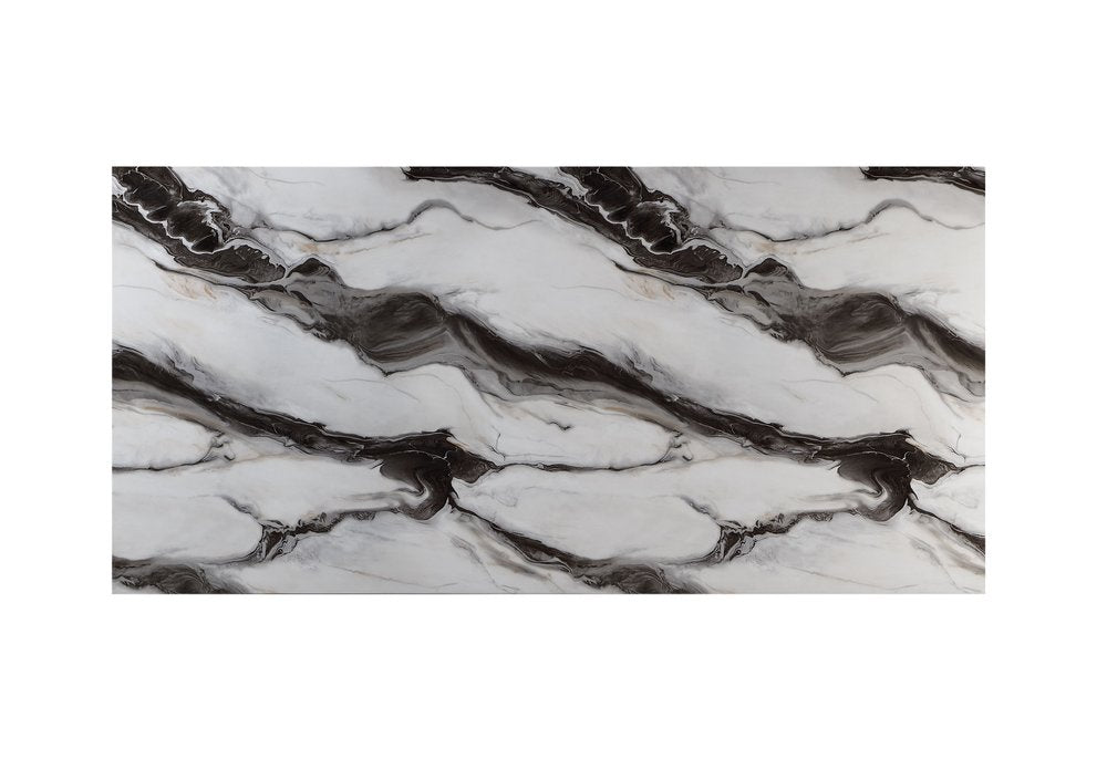 Black and White Faux Marble and Wood Double Pedestal Base Dining Table - 82-inch