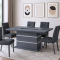Dark Gray Faux Crystals Glass and Wood Pedestal Base Dining Table - 79-inch
