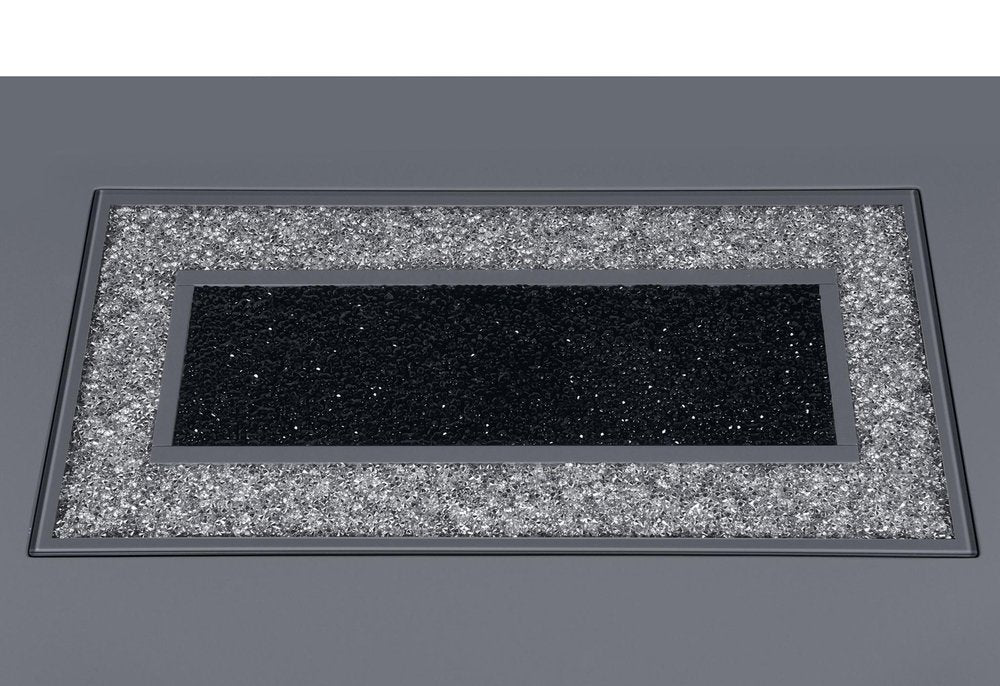 Dark Gray Faux Crystals Glass and Wood Pedestal Base Dining Table - 79-inch