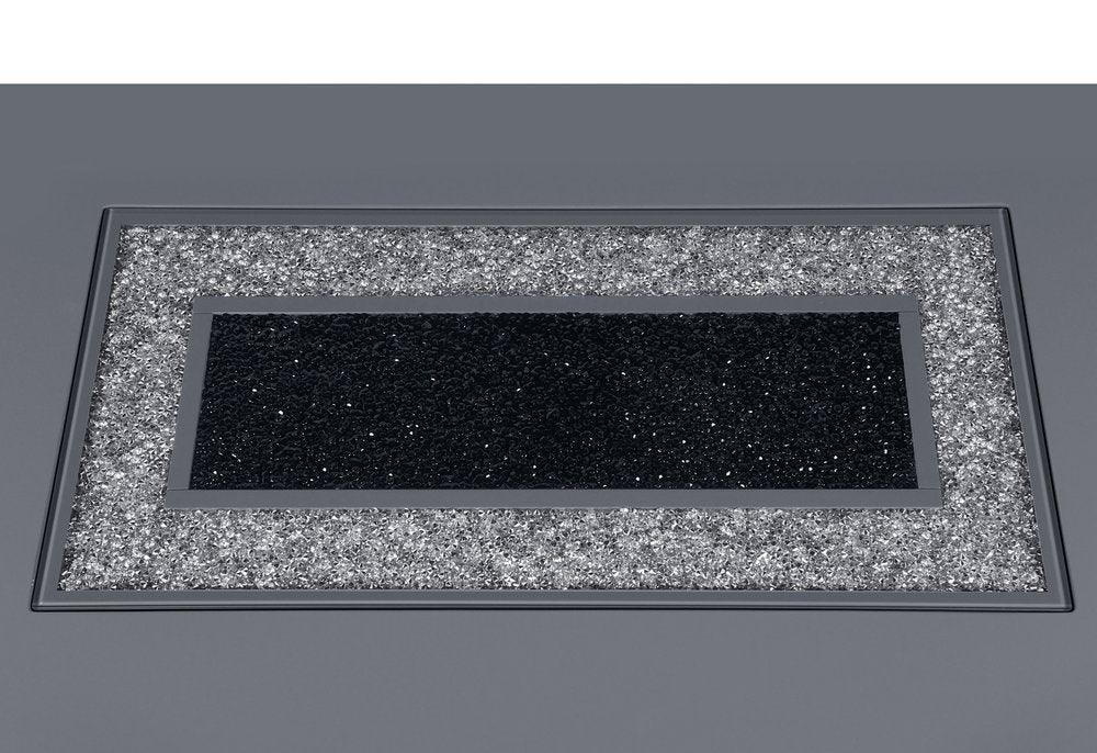 Dark Gray Faux Crystals Glass and Wood Pedestal Base Dining Table - 79-inch