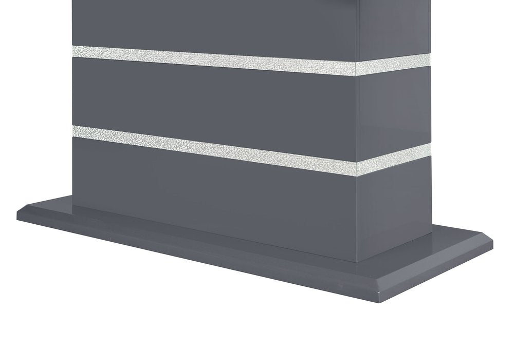 Dark Gray Faux Crystals Glass and Wood Pedestal Base Dining Table - 79-inch