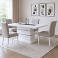 White Faux Crystals Glass and Wood Pedestal Base Dining Table - 79-inch