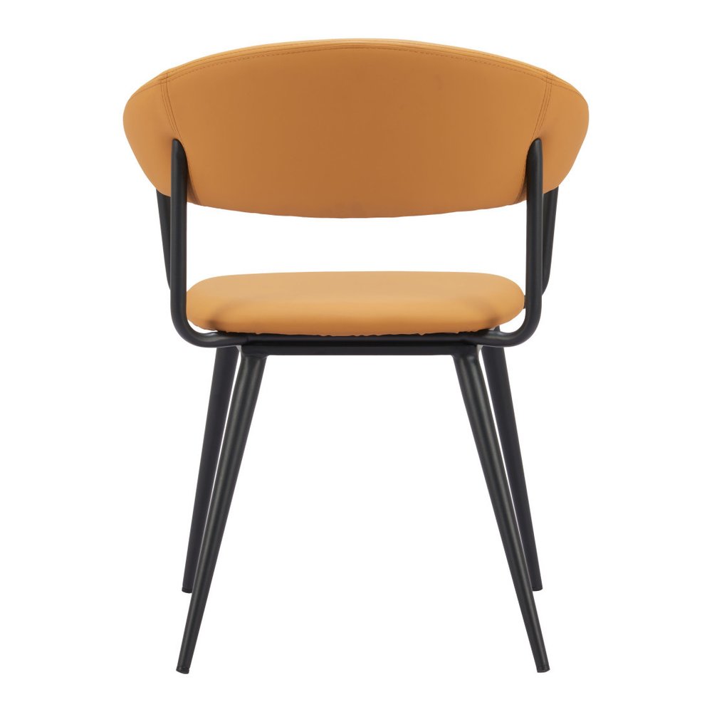 Brown and Black Faux Leather Open Back Dining Arm Chair