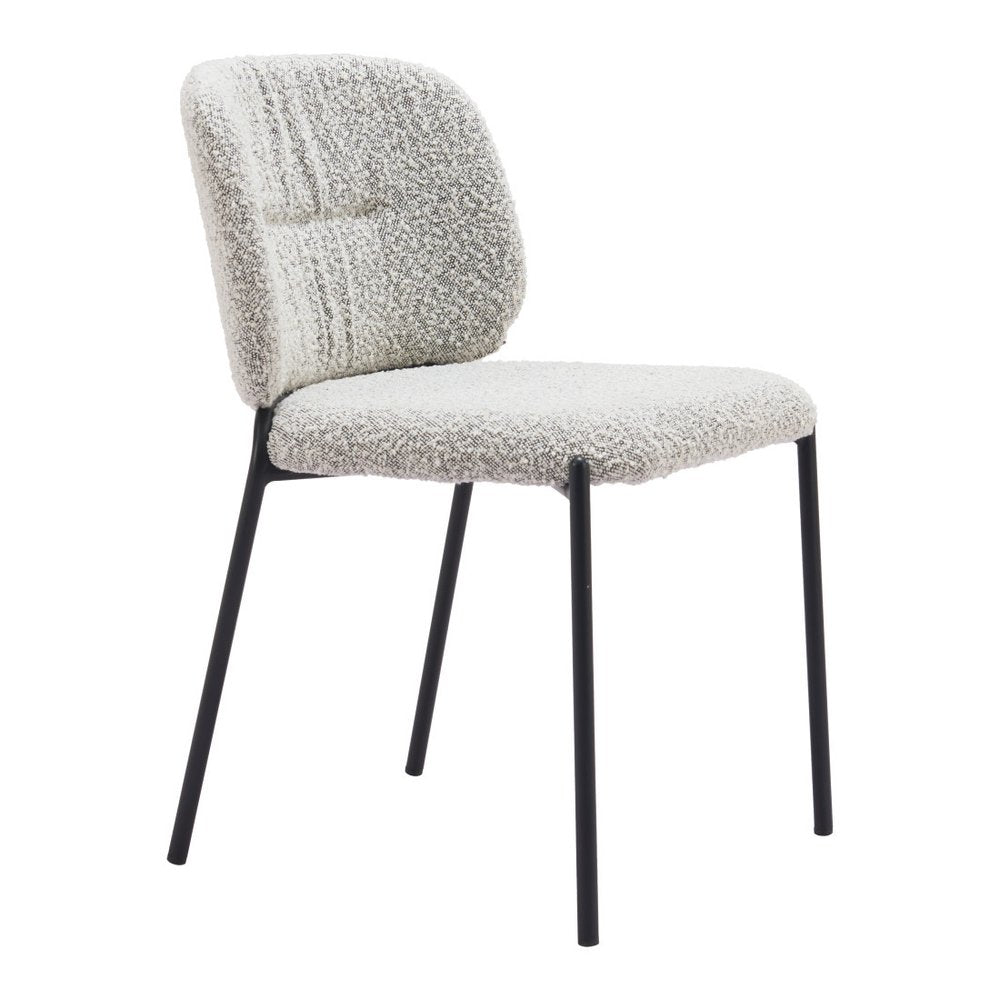 Set of Two Gray and Black Upholstery Dining Side Chairs