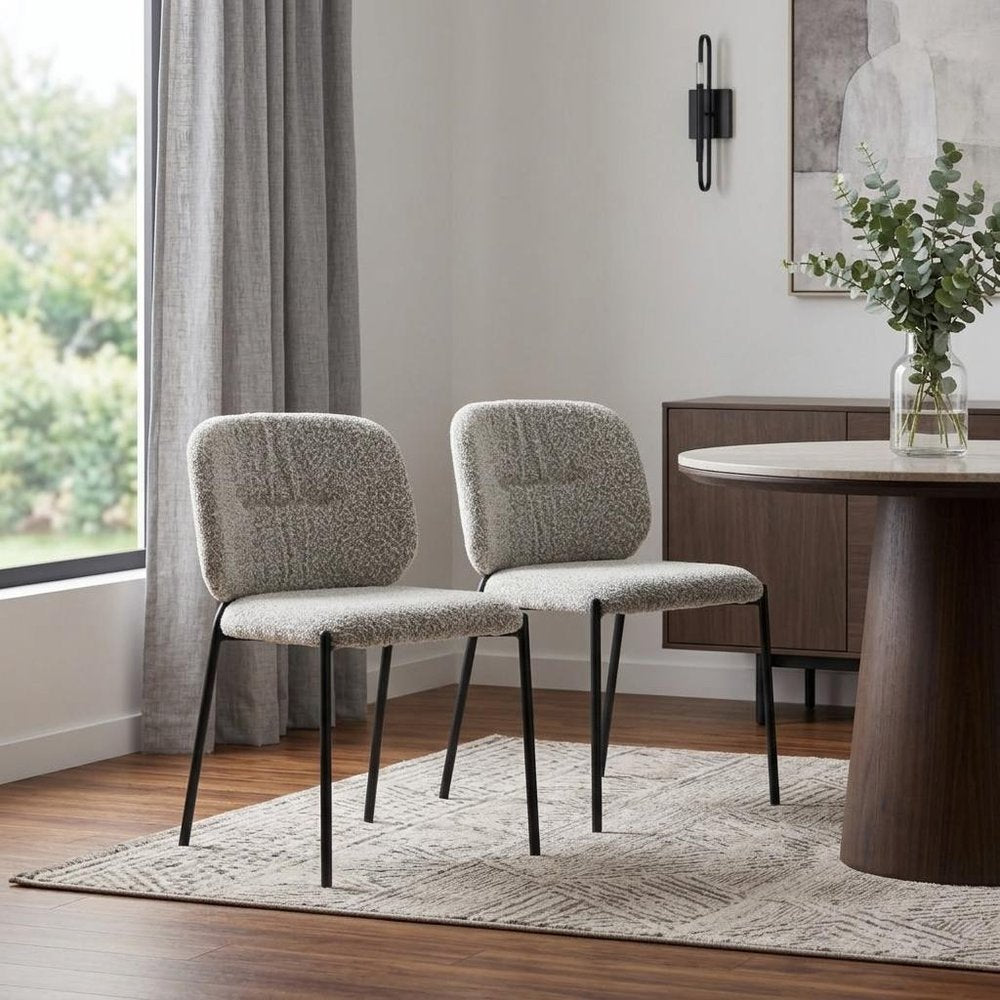 Set of Two Gray and Black Upholstery Dining Side Chairs