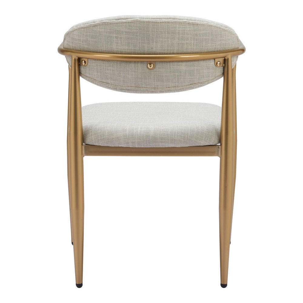 Set of Two Gray and Gold Upholstery Open Back Dining Arm Chairs