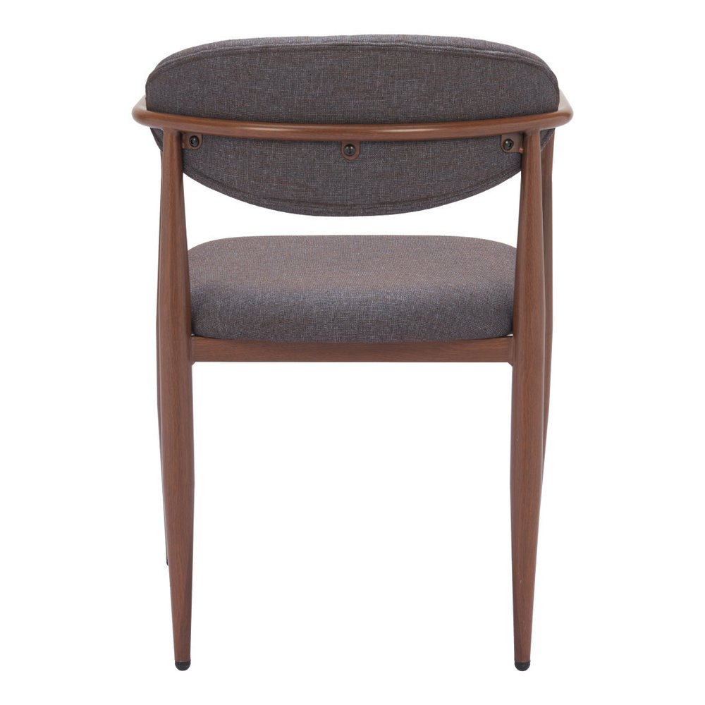 Set of Two Gray and Brown Upholstery Open Back Dining Arm Chairs