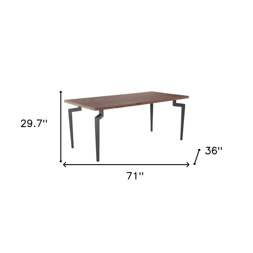 Brown and Black Wood and Steel Dining Table - 71-inch