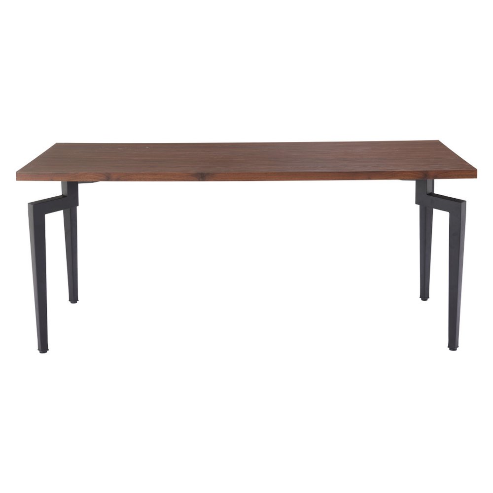 Brown and Black Wood and Steel Dining Table - 71-inch