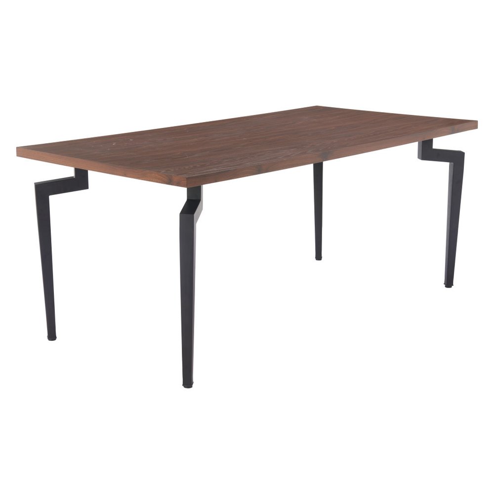 Brown and Black Wood and Steel Dining Table - 71-inch