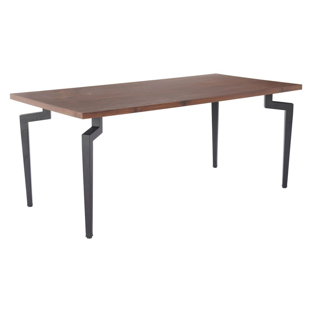 Brown and Black Wood and Steel Dining Table - 71-inch