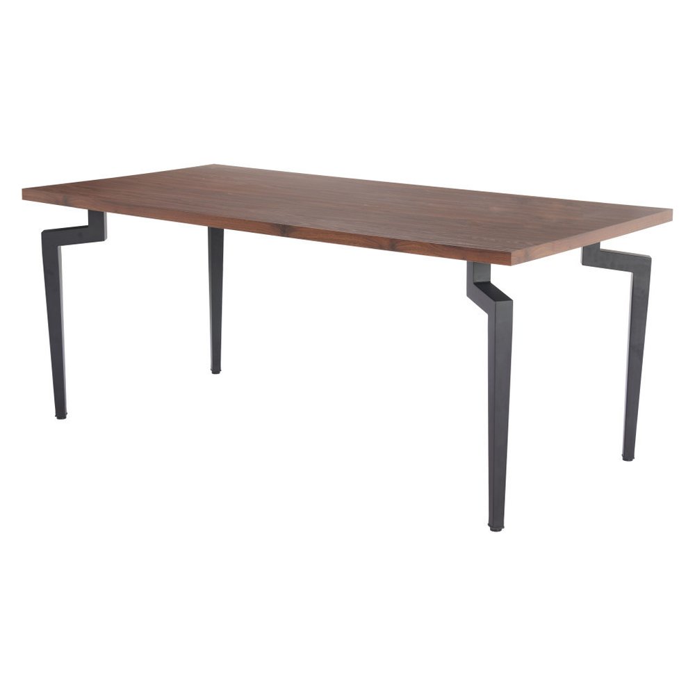 Brown and Black Wood and Steel Dining Table - 71-inch