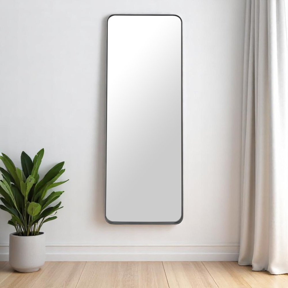 Black Steel Framed Full Length Mirror - 66-inch