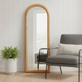 Natural Solid Wood Arch Framed Full Length Mirror - 66-inch