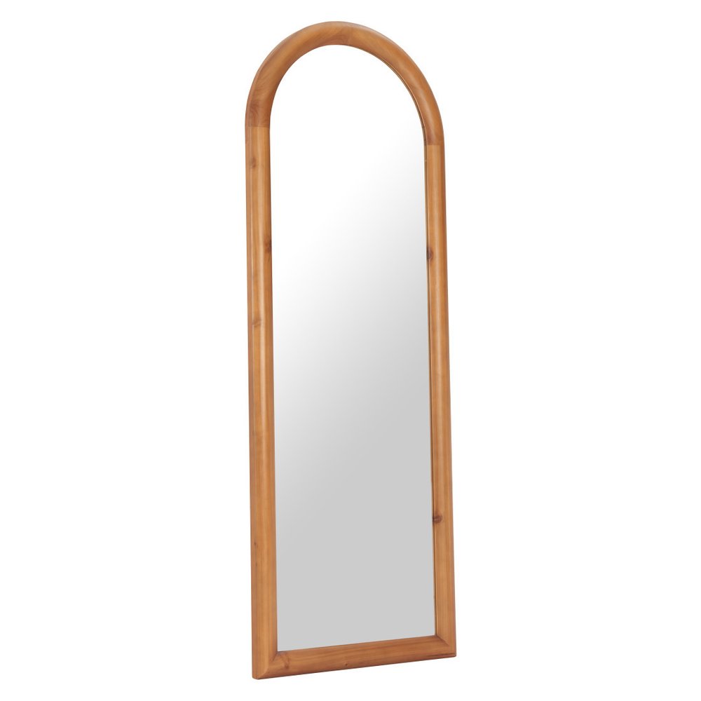 Natural Solid Wood Arch Framed Full Length Mirror - 66-inch