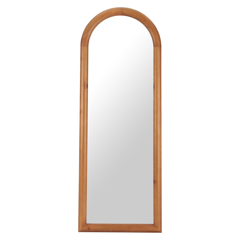 Natural Solid Wood Arch Framed Full Length Mirror - 66-inch