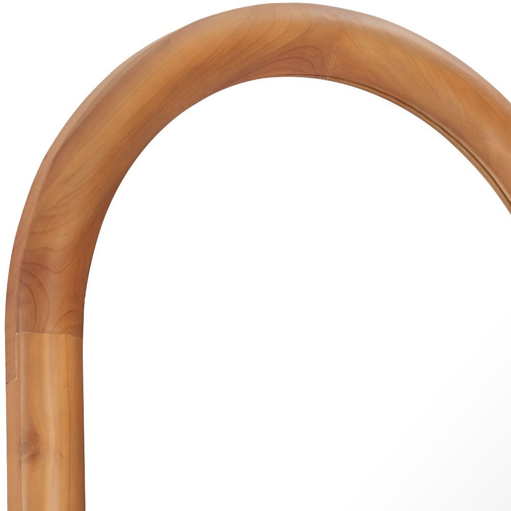 Natural Solid Wood Arch Framed Full Length Mirror - 66-inch