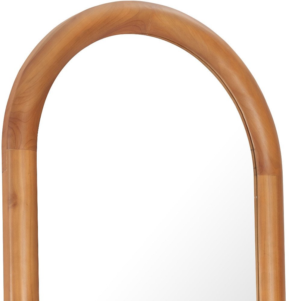 Natural Solid Wood Arch Framed Full Length Mirror - 66-inch