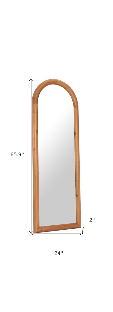 Natural Solid Wood Arch Framed Full Length Mirror - 66-inch