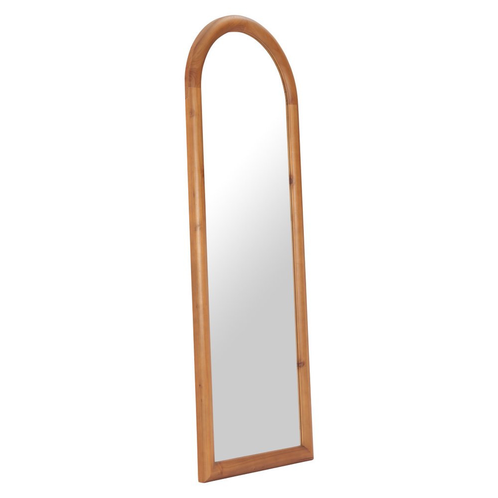 Natural Solid Wood Arch Framed Full Length Mirror - 66-inch