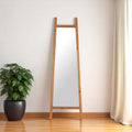Natural Solid Wood Leaning Geometric Framed Standing Mirror - 70-inch