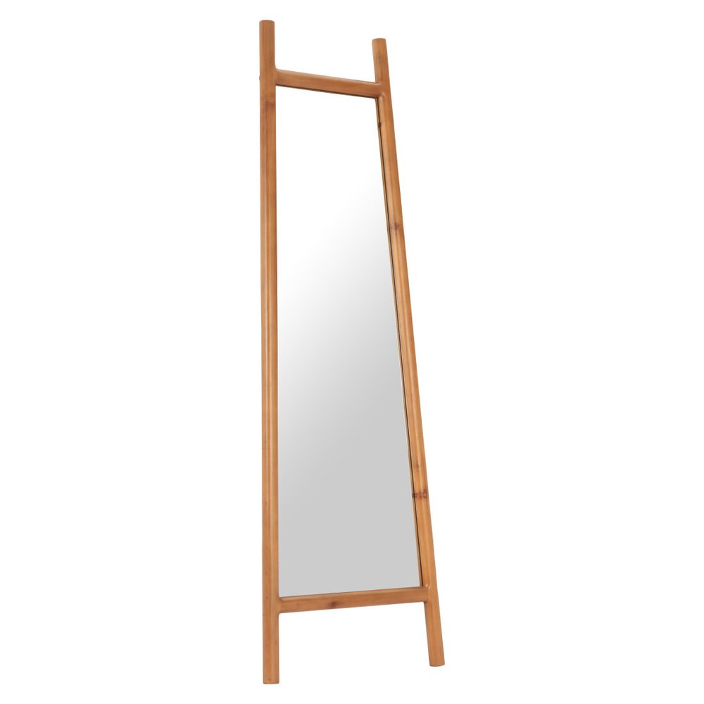 Natural Solid Wood Leaning Geometric Framed Standing Mirror - 70-inch