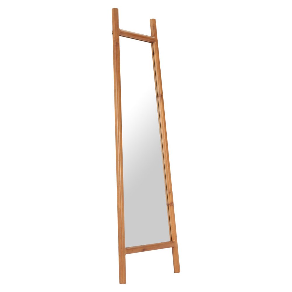 Natural Solid Wood Leaning Geometric Framed Standing Mirror - 70-inch