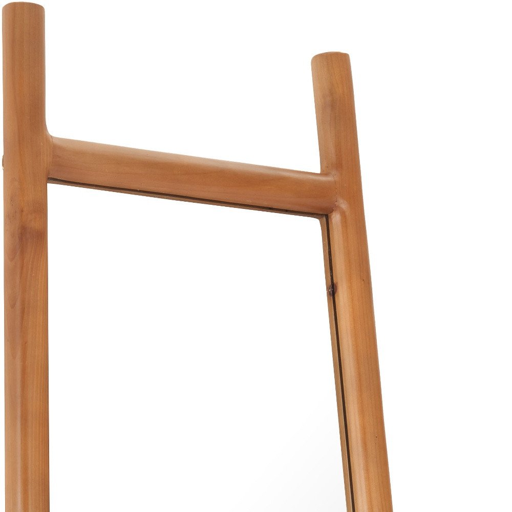 Natural Solid Wood Leaning Geometric Framed Standing Mirror - 70-inch