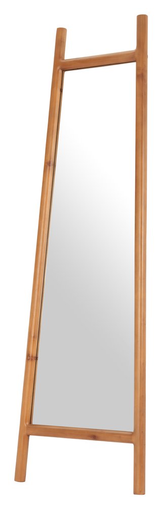 Natural Solid Wood Leaning Geometric Framed Standing Mirror - 70-inch
