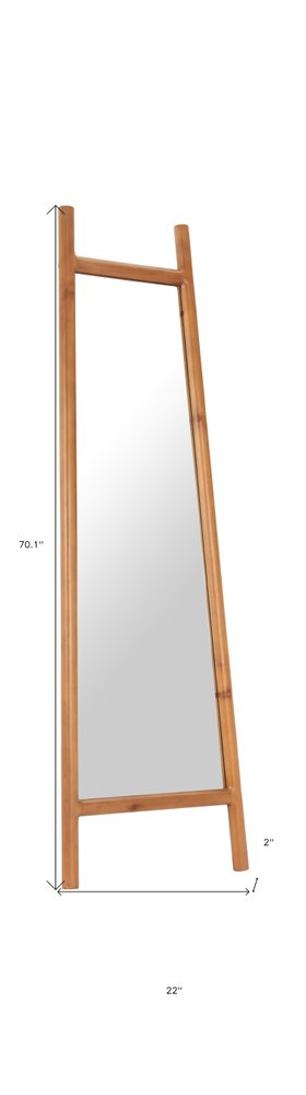 Natural Solid Wood Leaning Geometric Framed Standing Mirror - 70-inch