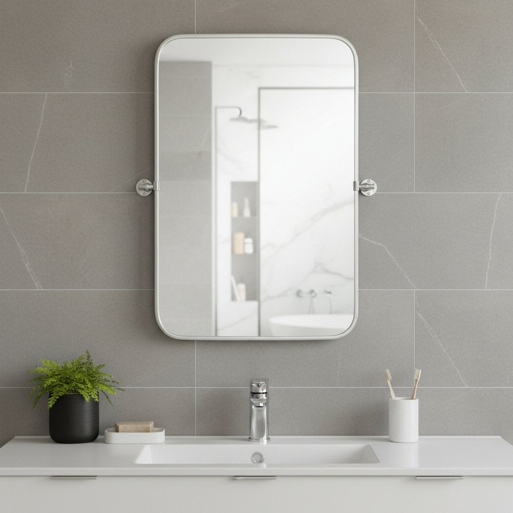 Set of Two 32 Silver Metal Framed Accent Mirrors