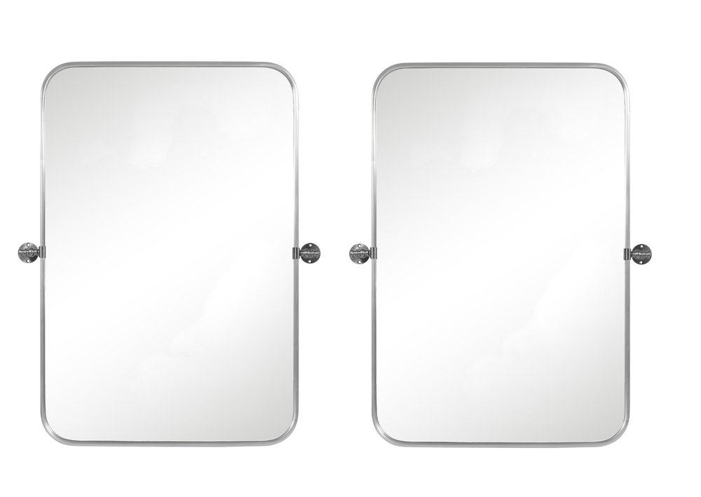 Set of Two 32 Silver Metal Framed Accent Mirrors