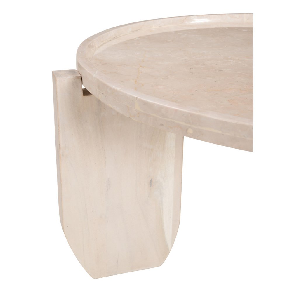 Natural Genuine Marble and Marble Round Coffee Table - 30-inch