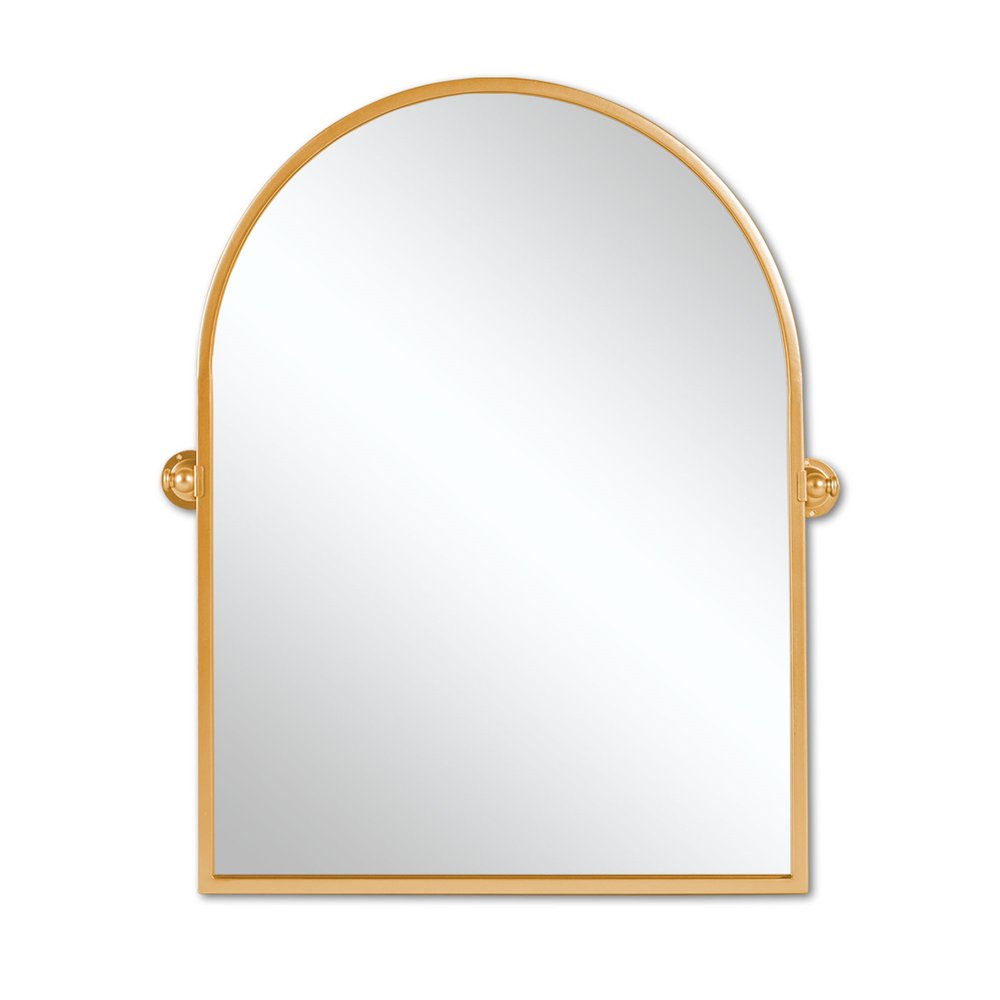 Gold Metal Arch Tilting Framed Accent Mirror - 36-inch