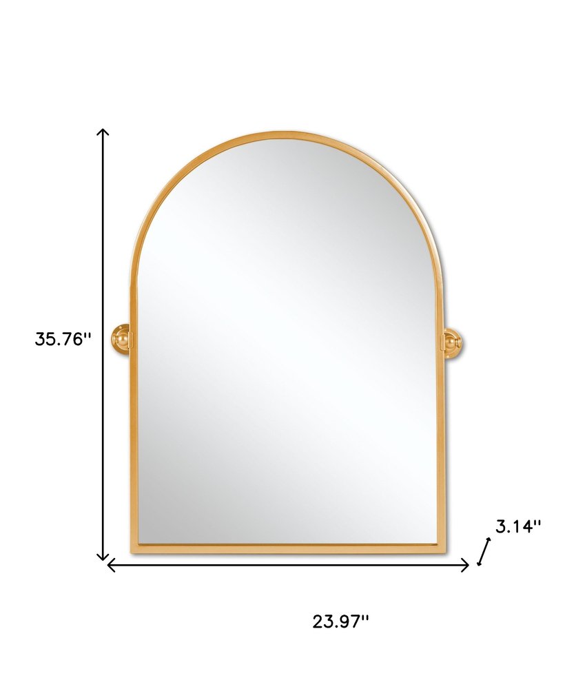 Gold Metal Arch Tilting Framed Accent Mirror - 36-inch