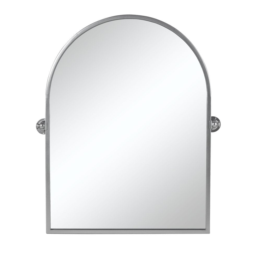 Silver Metal Arch Tilting Framed Accent Mirror - 36-inch
