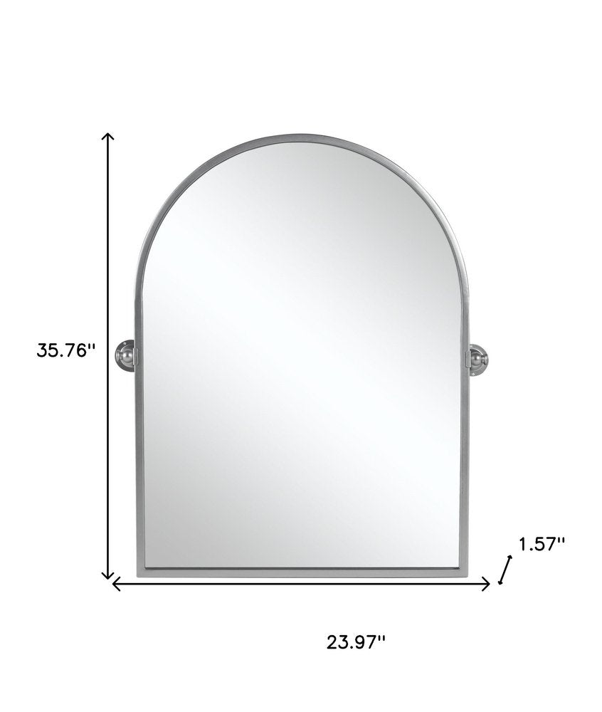 Silver Metal Arch Tilting Framed Accent Mirror - 36-inch